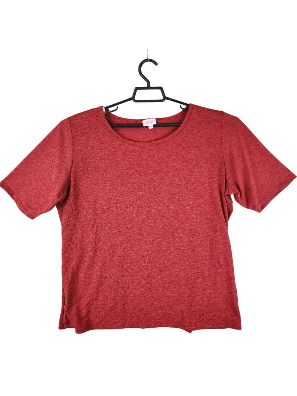 Womens Lularoe Red Round Neck T Shirt Short Sleeve Polyester Blend Size 3XL